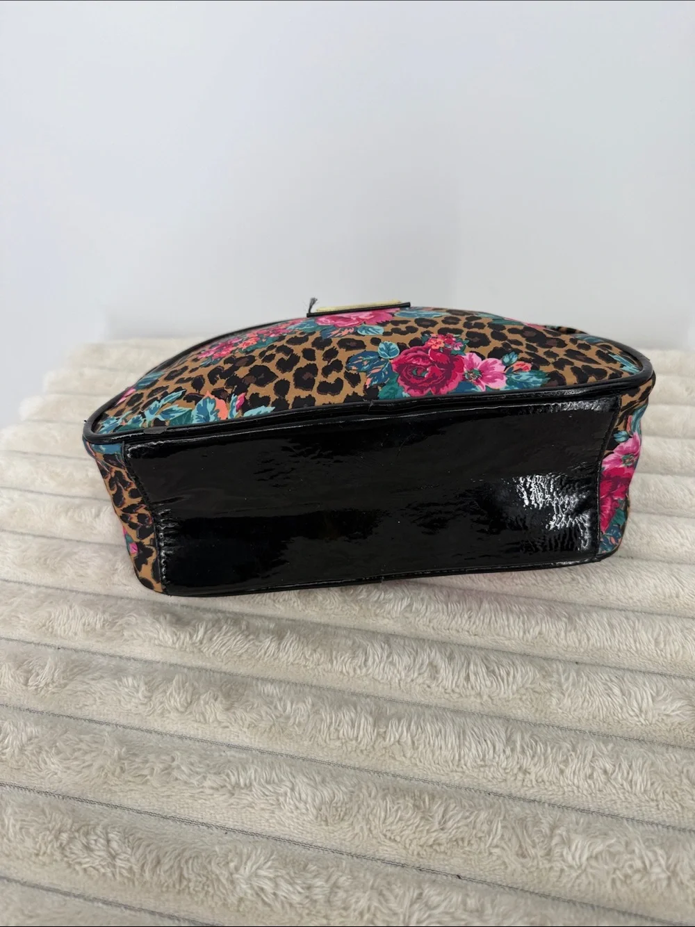Betsey Johnson Leopard Floral Cosmetic Pouch - Pink, Teal & Brown